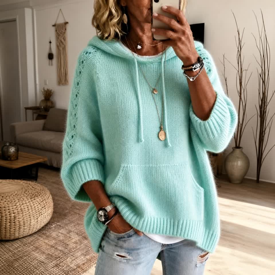 Ada Fluffy Hooded Pullover Jumper - view 11