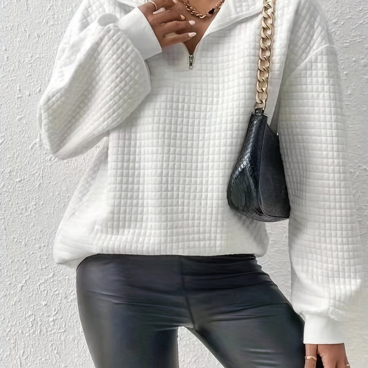Nell Waffle Knit Half Zip Jumper - view 11