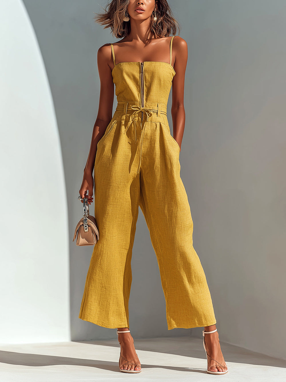 Sienna | Cropped Wide-Leg Linen Jumpsuit — RoselynAtelier