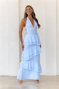 Leonora Tiered Ruffle Halter Maxi Dress - front view