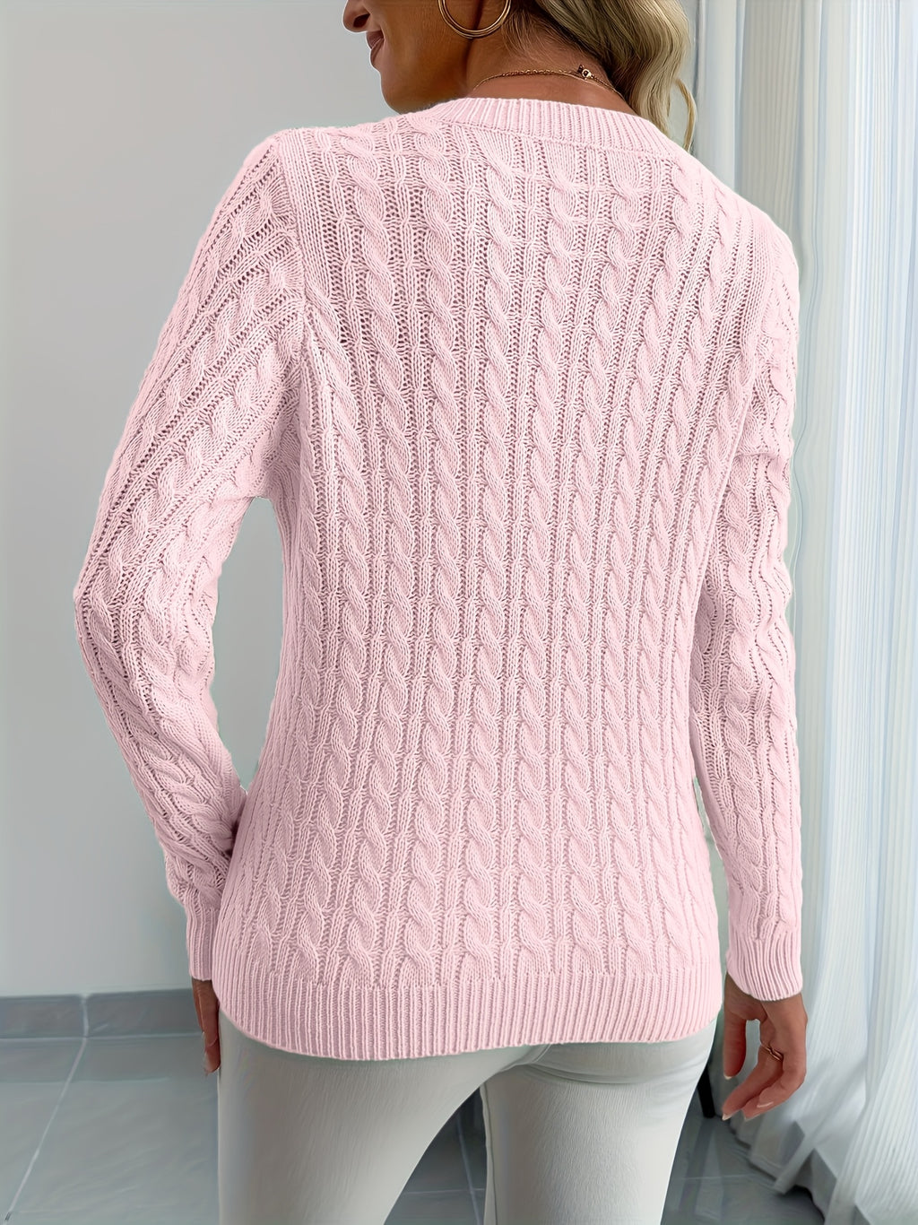 Isla V Neck Ribbed Knit Jumper - view 9
