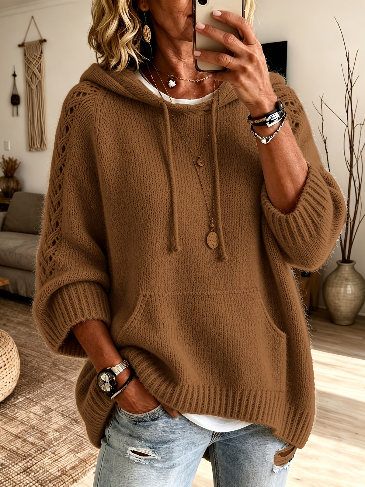Ada Fluffy Hooded Pullover Jumper - view 4