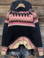 Poppy Hooded Jacquard Knit Jumper - view 5