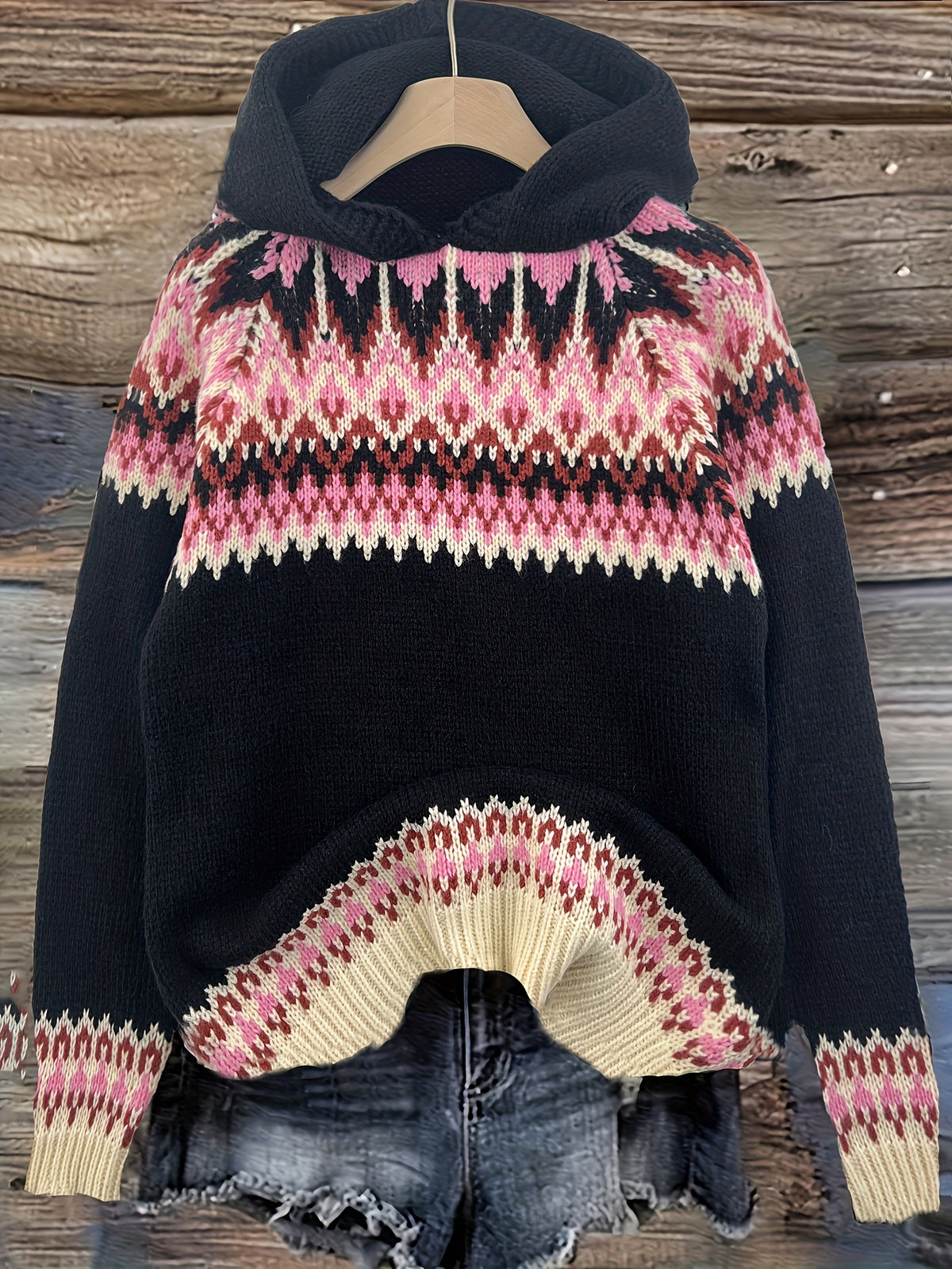 Poppy Hooded Jacquard Knit Jumper - view 5