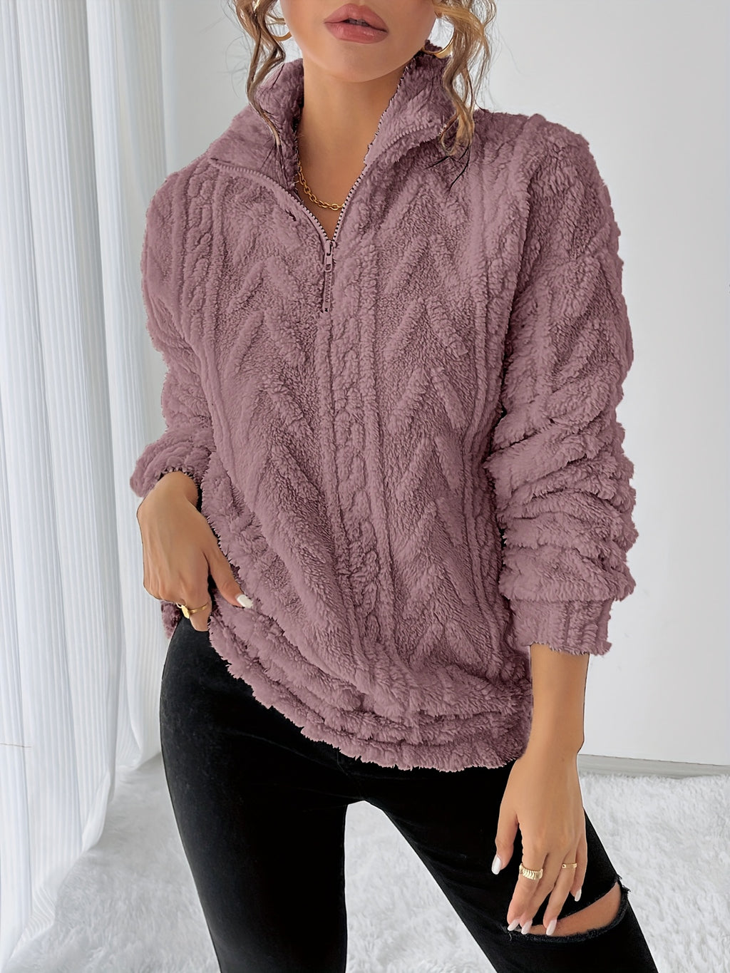Ruby Zip Neck Fleece Sweatshirt - view 5