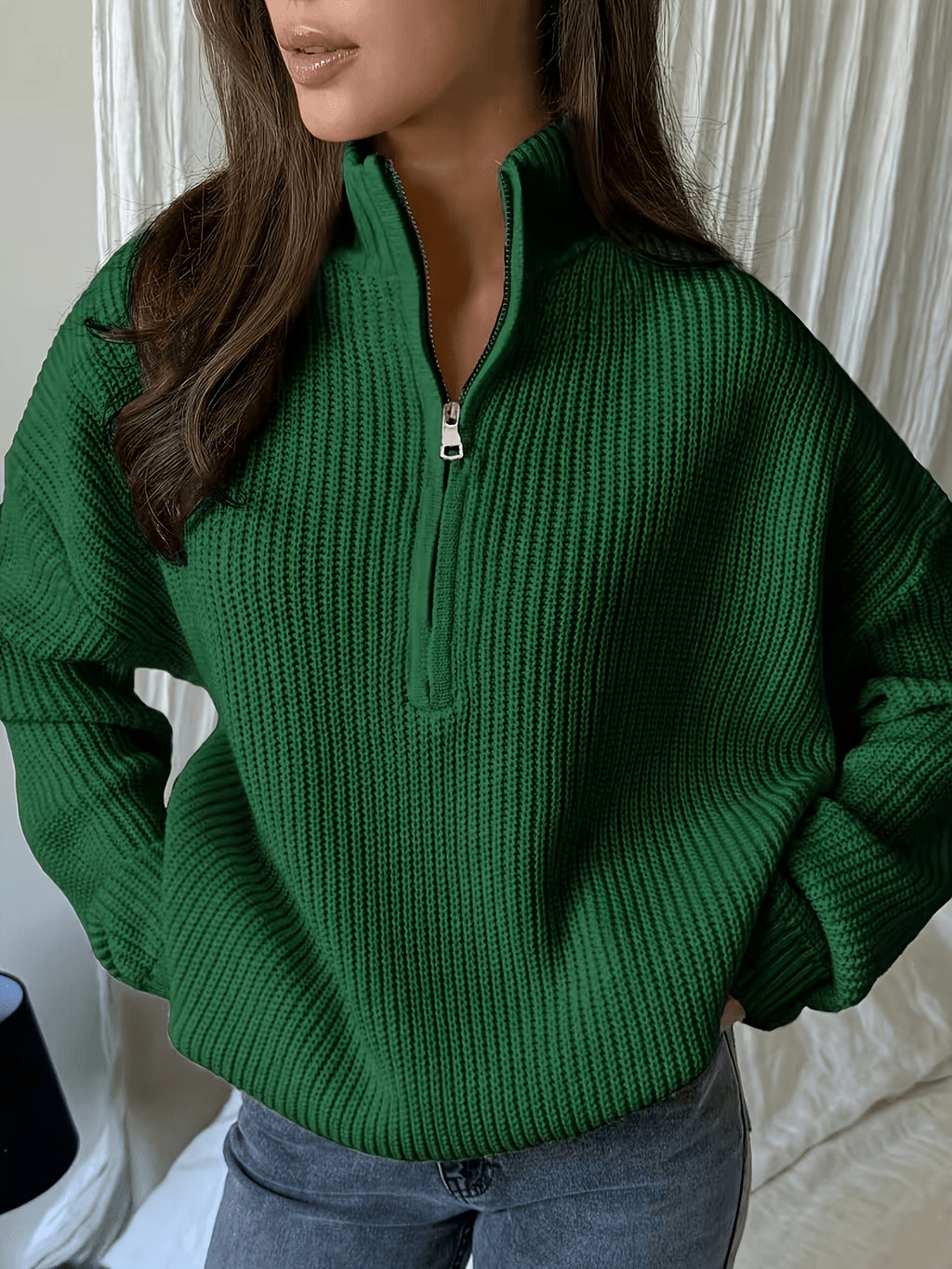 Amelia Half Zip Cable Knit Jumper - view 6