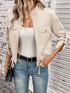 Hettie Stand Collar Drawstring Short Jacket - view 88