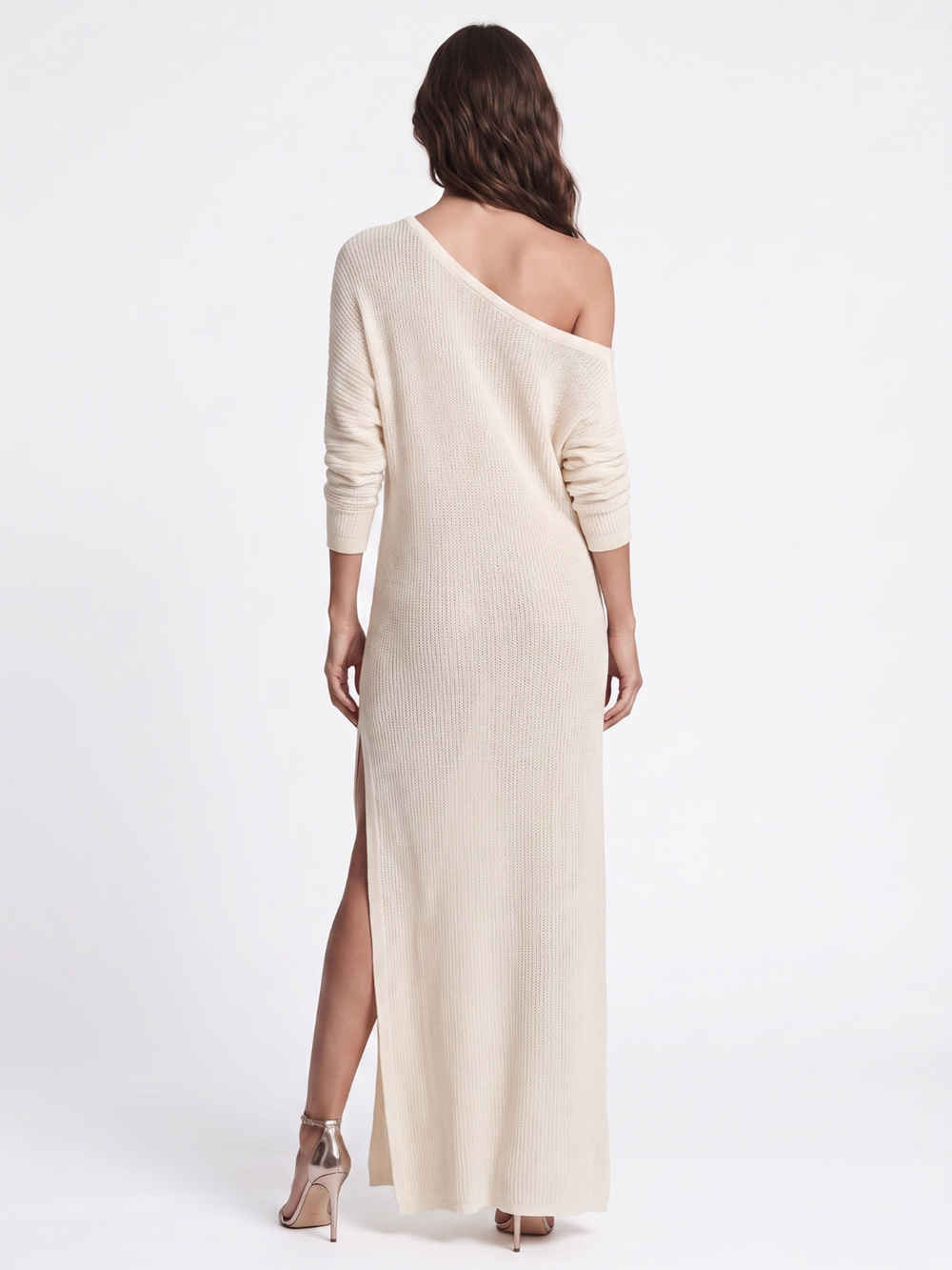 Amelie | One Shoulder Knit Maxi Dress with Side Slit