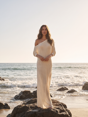 Amelie | One Shoulder Knit Maxi Dress with Side Slit