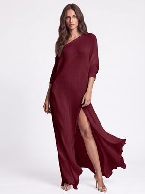 Amelie | One Shoulder Knit Maxi Dress with Side Slit