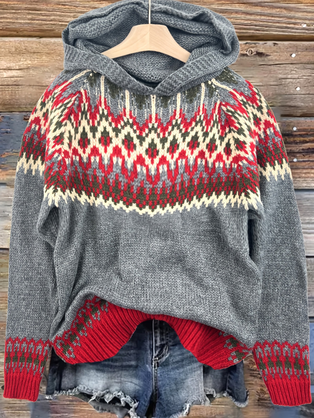Poppy Hooded Jacquard Knit Jumper - view 4