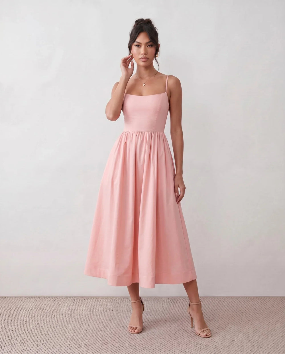 Layla Corset Low-Back Midi Dress