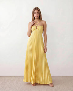 Estella Pleated Strapless Maxi Dress