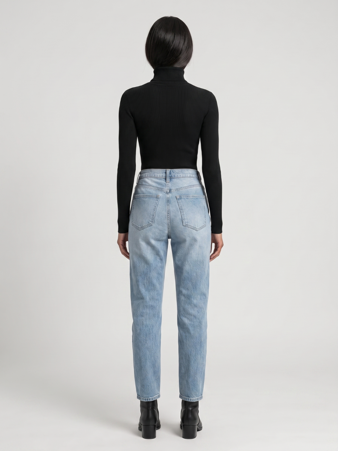 Poppy Foldover Turtleneck Ribbed Jumper, Slim Fit Winter Knit - view 5