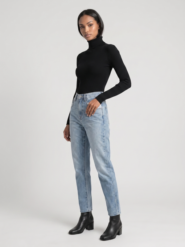 Poppy | Foldover Turtleneck Ribbed Jumper, Slim Fit Winter Knit oaklynwear