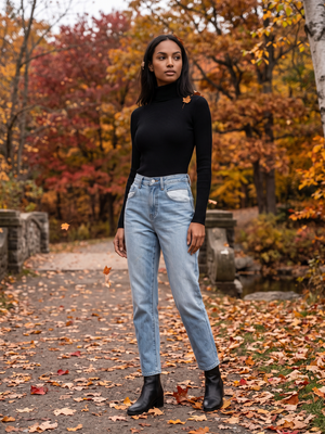 Poppy | Foldover Turtleneck Ribbed Jumper, Slim Fit Winter Knit oaklynwear