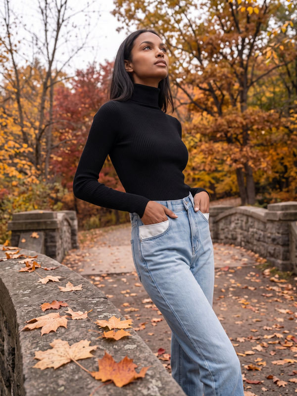 Poppy | Foldover Turtleneck Ribbed Jumper, Slim Fit Winter Knit oaklynwear