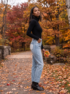 Poppy Foldover Turtleneck Ribbed Jumper, Slim Fit Winter Knit - view 11