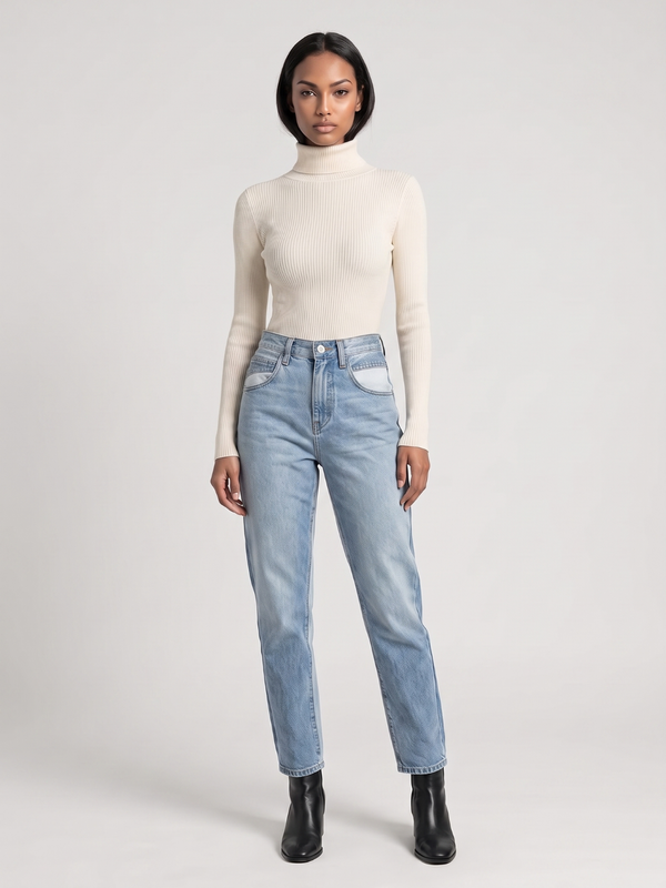 Poppy | Foldover Turtleneck Ribbed Jumper, Slim Fit Winter Knit oaklynwear