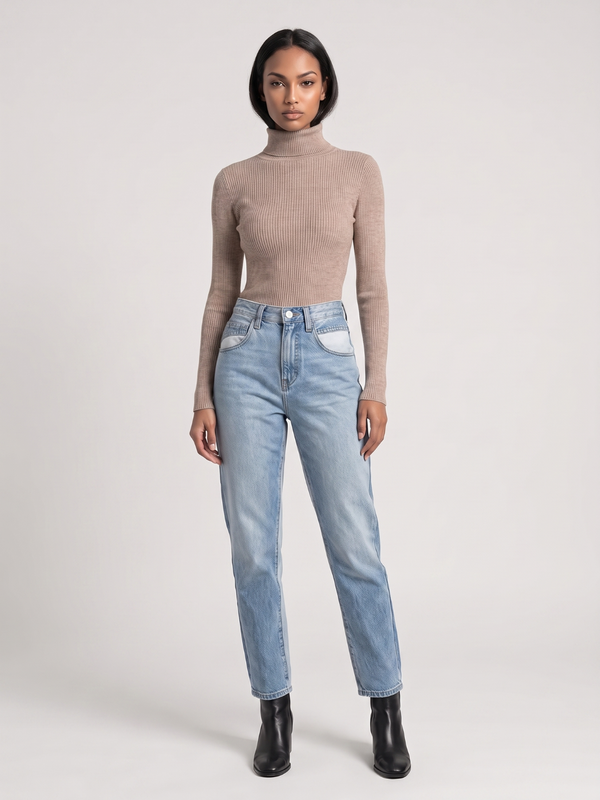 Poppy | Foldover Turtleneck Ribbed Jumper, Slim Fit Winter Knit oaklynwear