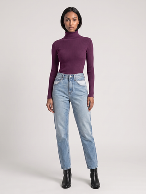 Poppy | Foldover Turtleneck Ribbed Jumper, Slim Fit Winter Knit oaklynwear