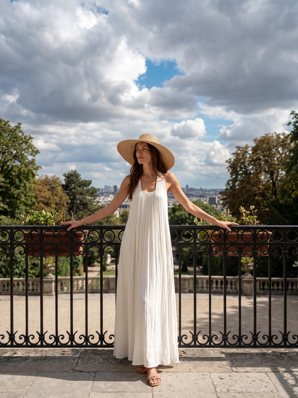 Aisha | Sleeveless U Neck Crinkle Flowy Maxi Dress