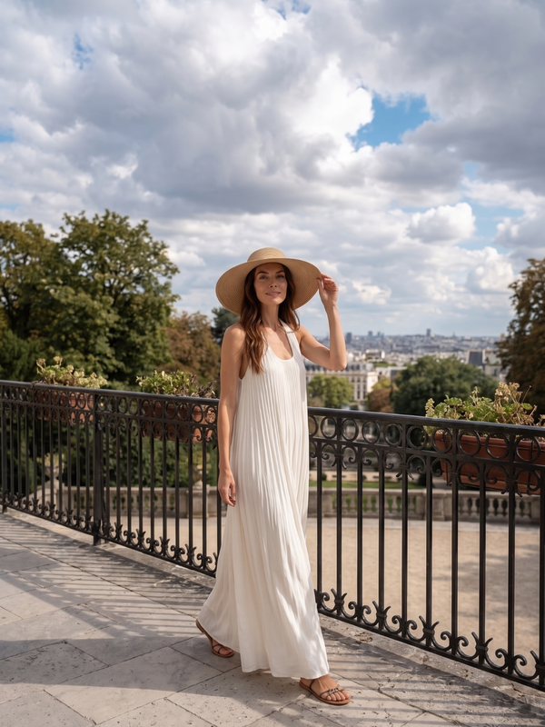 Aisha | Sleeveless U Neck Crinkle Flowy Maxi Dress
