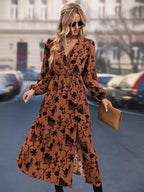 Wynter Floral Print Bishop Sleeve Wrap Dress - front view