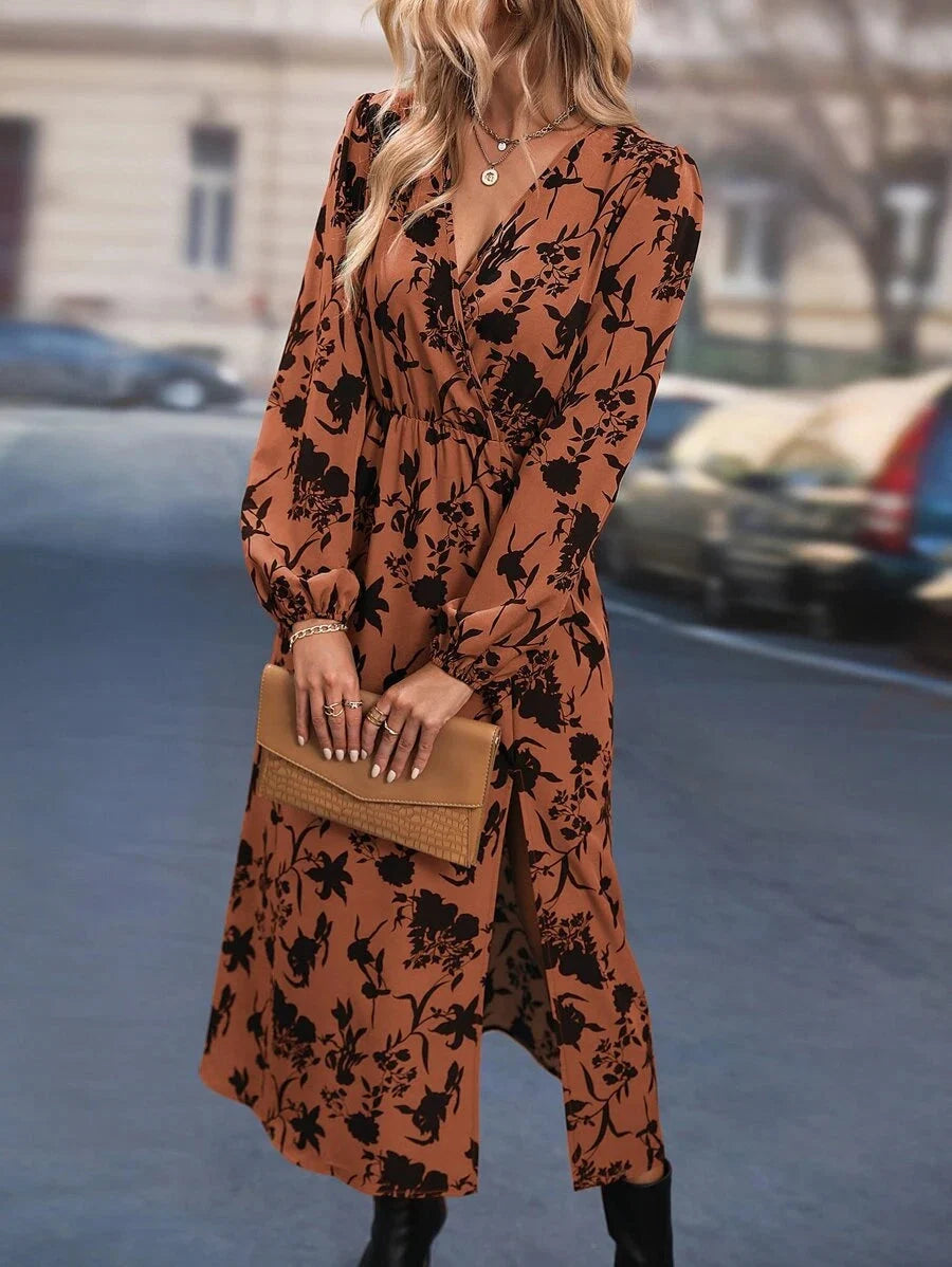 Wynter Floral Print Bishop Sleeve Wrap Dress - view 4