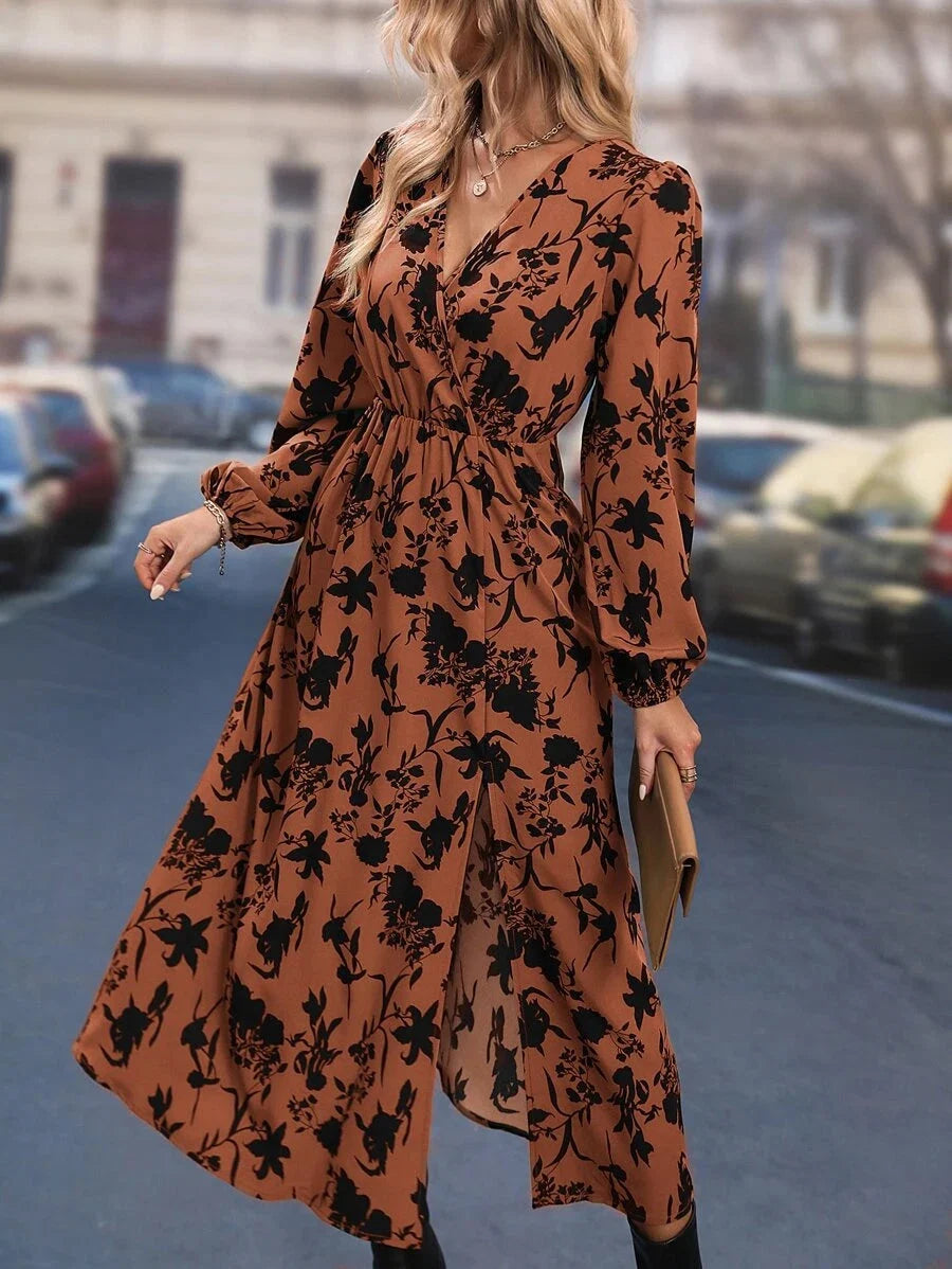 Wynter Floral Print Bishop Sleeve Wrap Dress - view 5