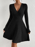 Coco Deep V-Neck Wrap Ribbed Mini Dress - view 4
