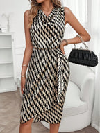 Libby Geometric Print Cowl Neck Asymmetric Hem Dress - view 4