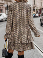 Bex Tie-Neck Flare Sleeve Ruffle Hem Smock Dress - view 2
