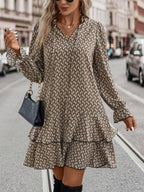 Bex Tie-Neck Flare Sleeve Ruffle Hem Smock Dress - view 3