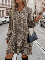 Bex Tie-Neck Flare Sleeve Ruffle Hem Smock Dress - view 4