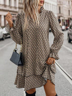 Bex Tie-Neck Flare Sleeve Ruffle Hem Smock Dress - view 6