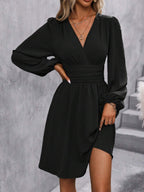 Eve Surplice V-Neck Ruched Waist A-Line Dress - view 4