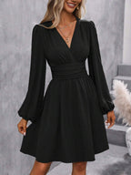 Eve Surplice V-Neck Ruched Waist A-Line Dress - view 5