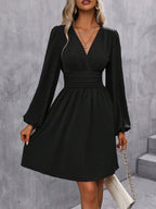 Eve Surplice V-Neck Ruched Waist A-Line Dress - view 6