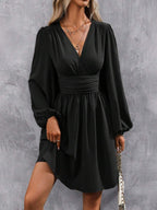 Eve Surplice V-Neck Ruched Waist A-Line Dress - view 7