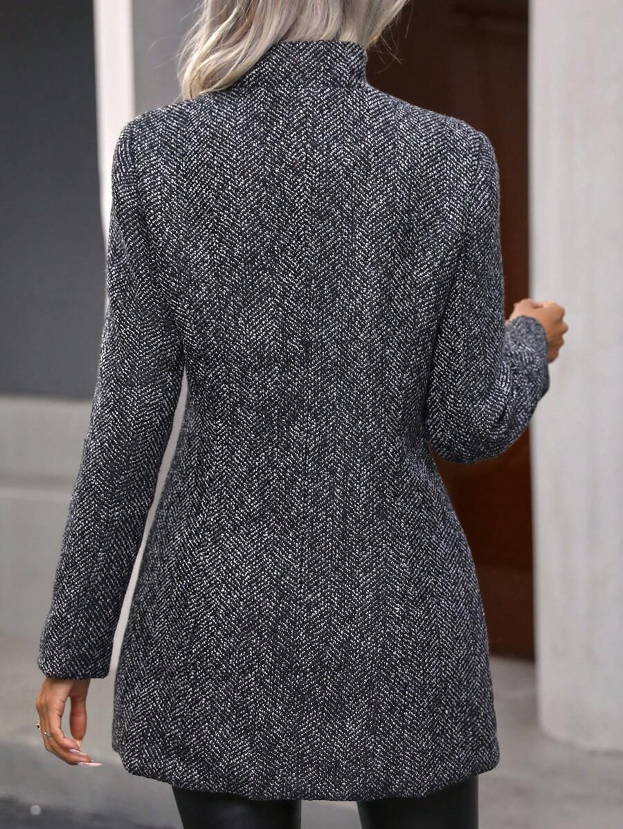 June Open Front Stand Collar Overcoat - view 7