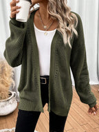 Della Open Front Pointelle Knit Cardigan - view 5
