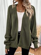 Della Open Front Pointelle Knit Cardigan - front view