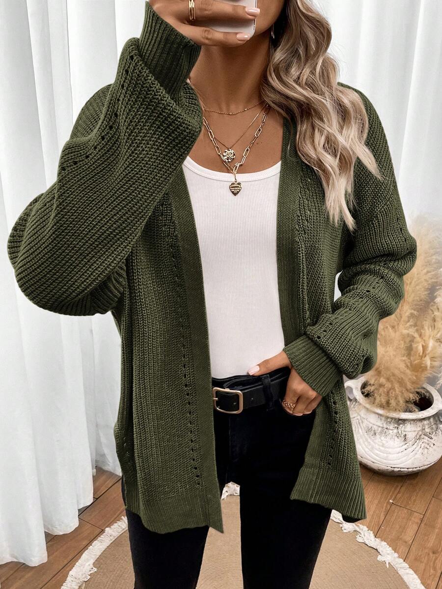 Della Open Front Pointelle Knit Cardigan - view 6