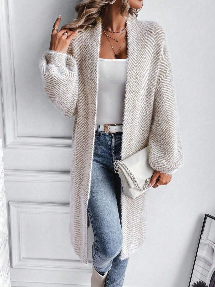 Sadie Chevron Textured Open Front Cardigan - view 4