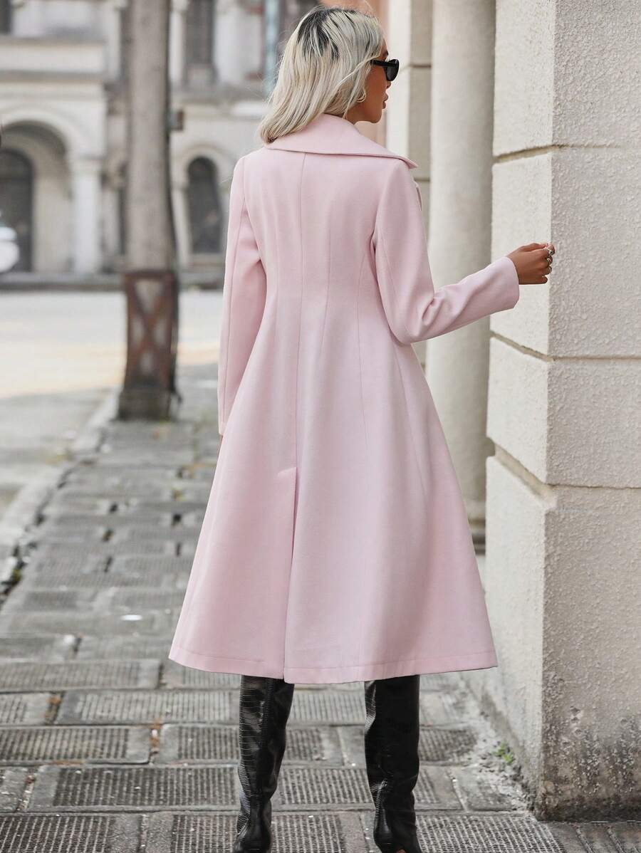 Frankie Fit and Flare Double-Breasted Lapel Overcoat - view 2