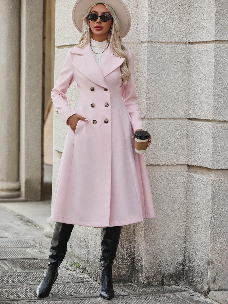 Frankie Fit and Flare Double-Breasted Lapel Overcoat - view 4