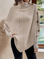 Gwen High Neck Batwing Poncho Sweater - view 6