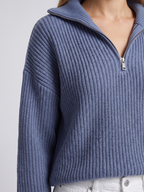 Isla Half-Zip Ribbed Knit Jumper with Funnel Collar, Cosy Winter Knit - view 7