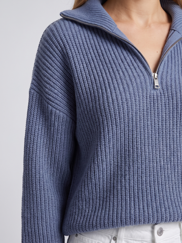 Isla | Half-Zip Ribbed Knit Jumper with Funnel Collar, Cosy Winter Jumper oaklynwear